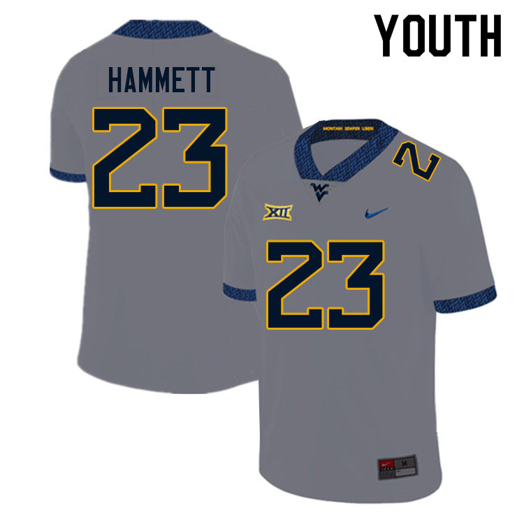 NCAA Youth Ja'Corey Hammett West Virginia Mountaineers Gray #23 Nike Stitched Football College Authentic Jersey SW23I46TV